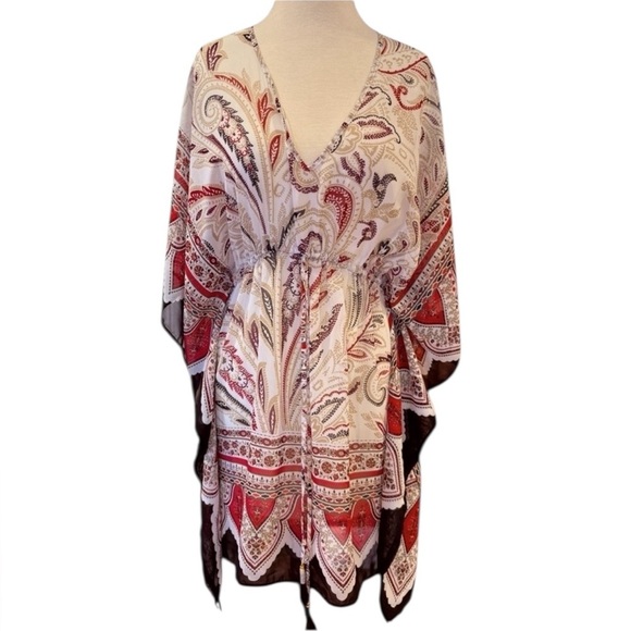 Tommy Bahama Tops - Tommy Bahama Bohemian Poncho Kaftan Lightweight Paisley Shirt Fall S/M